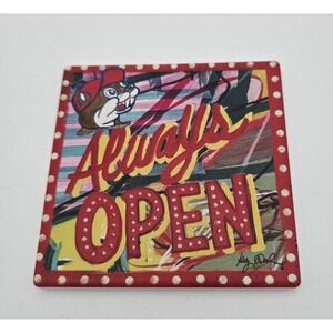 Buc-ee's "Always Open" Cartoon Buc-ee Square Slip-Proof Cork Ceramic Coaster